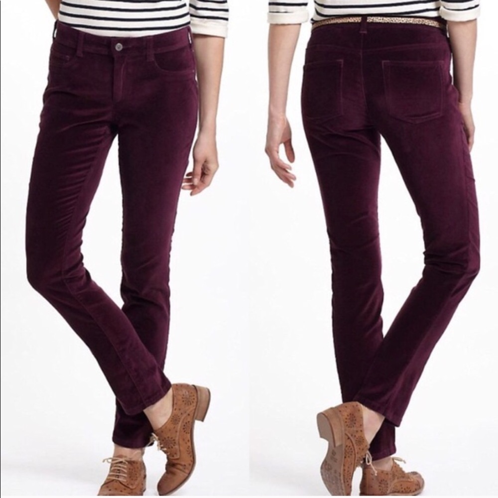 Anthropologie Pilcro purple velvet pants